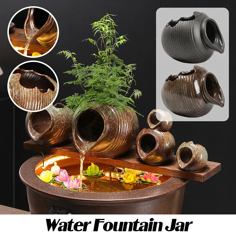 1Set Circulating Water Clay Pot Waterfall Water Fountain Jar Clay Pot New Outdoor Garden Fountain Fish Tank Home Decoration