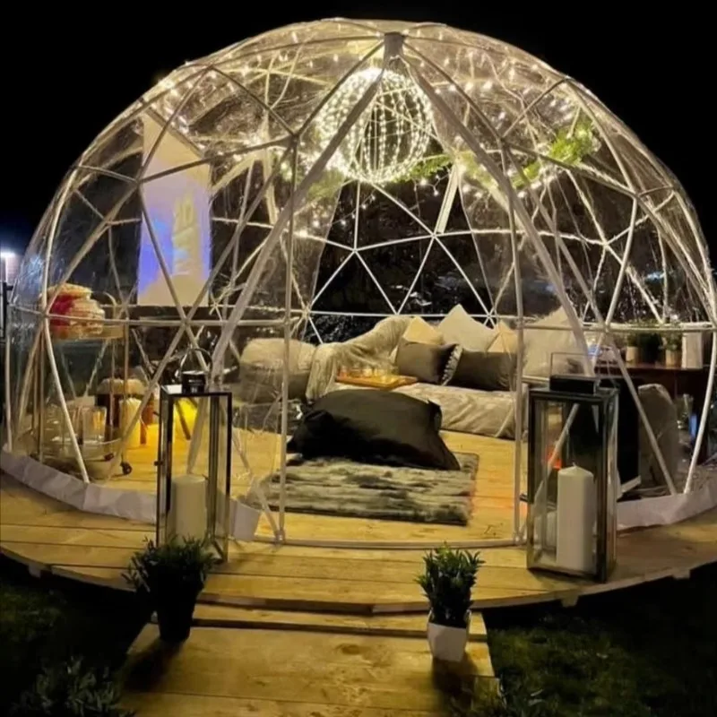 Wholesale Outdoor Inflatable UV-Resist Luxury Star Glamping Big Winter Igloo Geodesic Dome House Tent Customized