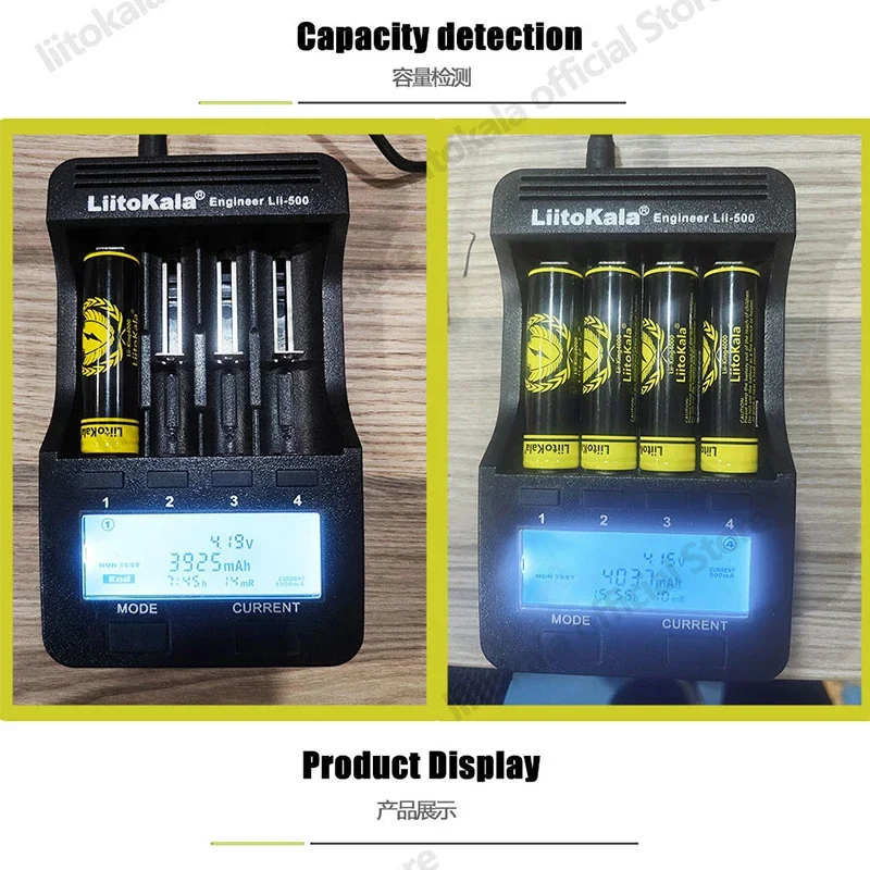 LiitoKala 18650 4000mAh Rechargeable Battery High Capacity 3.7V Li-ion Battery for Flashlight Headlamp Battery with PCB