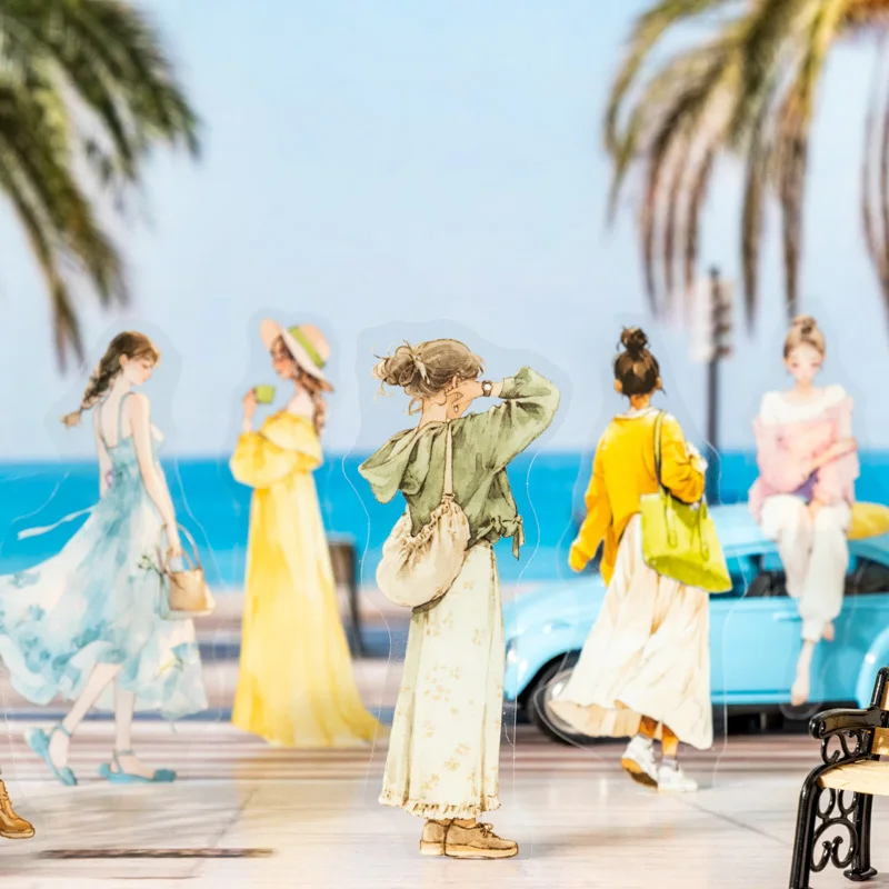 Amante de cartão 20 peças [série de relaxamento da França do Sul] adesivos de material para cochilo da tarde, scrapbooking, diário, planejador, suprimentos