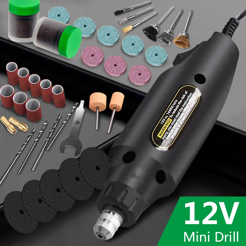 

12V Mini Electric Drill Grinding Machine with Engraving Accessories Dremel Rotary Tool mini polishing machine Power Tools