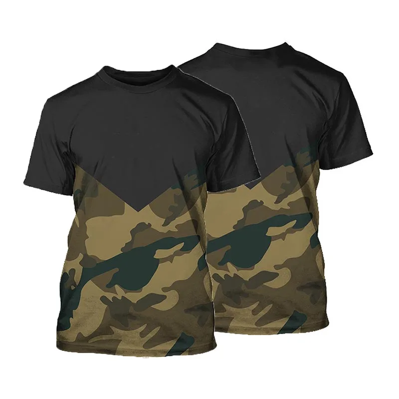 2024 Summer Men\'s T-shirt Camouflage 3D Printed New T-Shirt Sports Casual Short Sleeve Clothes Loose Breathable Top Wholesale