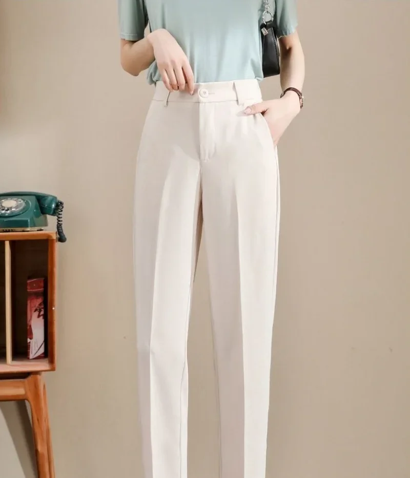 

Work Womens Pants Tailoring Trousers Woman Pencil Office with Pockets Solid Harem Elastic Cotton High Quality Slacks Z189