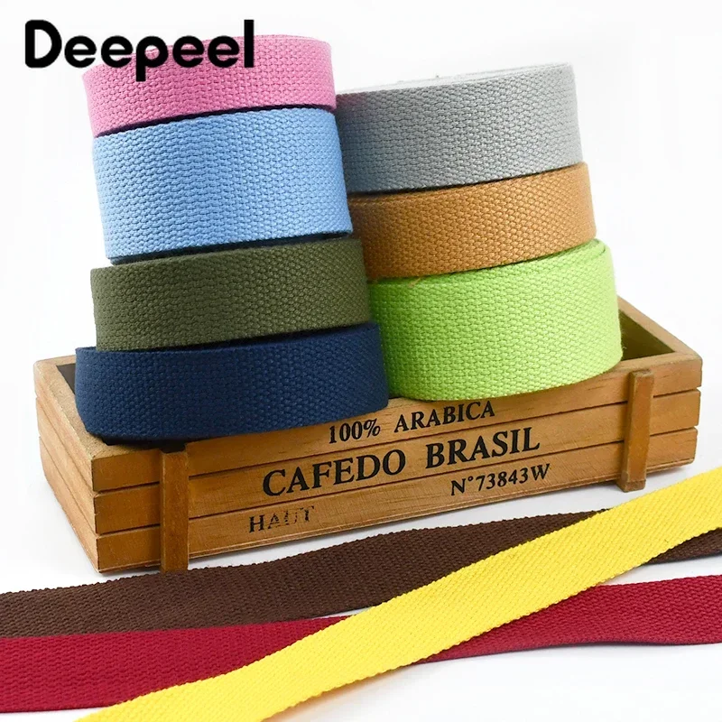 

10Meters Deepeel 20-38mm Polyester Cotton Webbing 2mm Thick Canvas Bag Ribbon Band Backpack Strap Belt Tape Craft Accessories