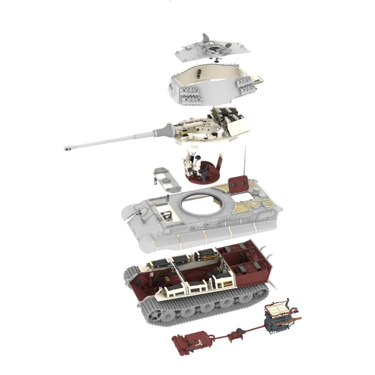 متوفر 1/35 RFM RM-5146 الألمانية الملك النمر خزان ثقيل طبعة عالية الدقة هيكل داخلي كامل نموذج أطقم الهدايا اللعب