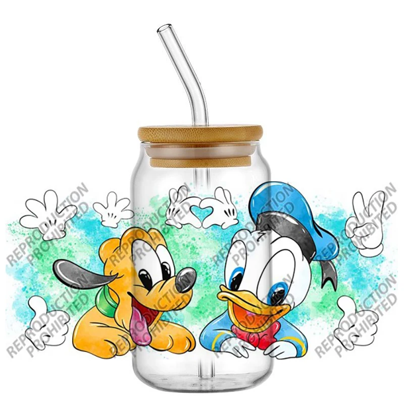 Popular Bambi hybrid cartoon design UV DTF Wraps Transfer Sticker for 16oz Libbey Cup Wraps 3D Stickers