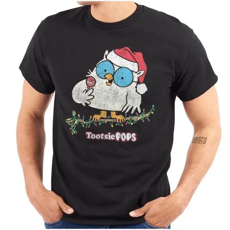 Christmas Tootsie Roll Pop Santa Mr Owl Womens or Mens Crewneck T Shirt Tee