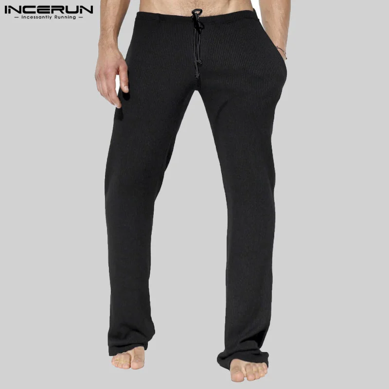 INCERUN 2024 Long Trousers Summer Men Long Pants Striped Male Wide Leg Pant Men Clothing Homewear Pantalons S-5XL Streetwear