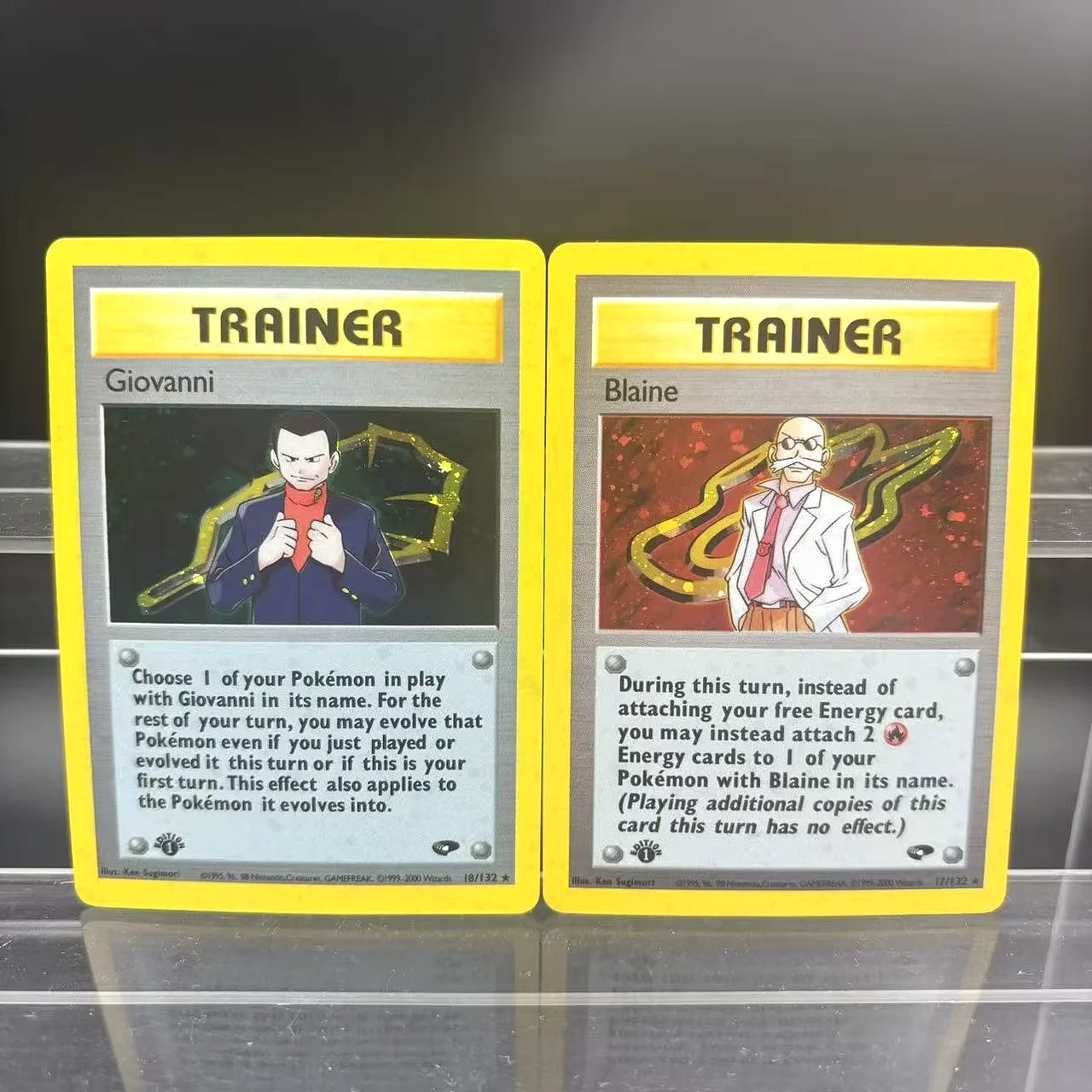 

Коллекционные карты PTCG TRAINER Blaine Giovanni EN DIY, самодельная одиночная карта, классическая игра, аниме-карта, подарочная игрушка