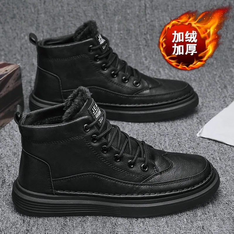 

Черные мужские ботильоны Dr. Теплая повседневная обувь. Дизайнерские кожаные уличные ботинки. Мужская повседневная рабочая обувь.