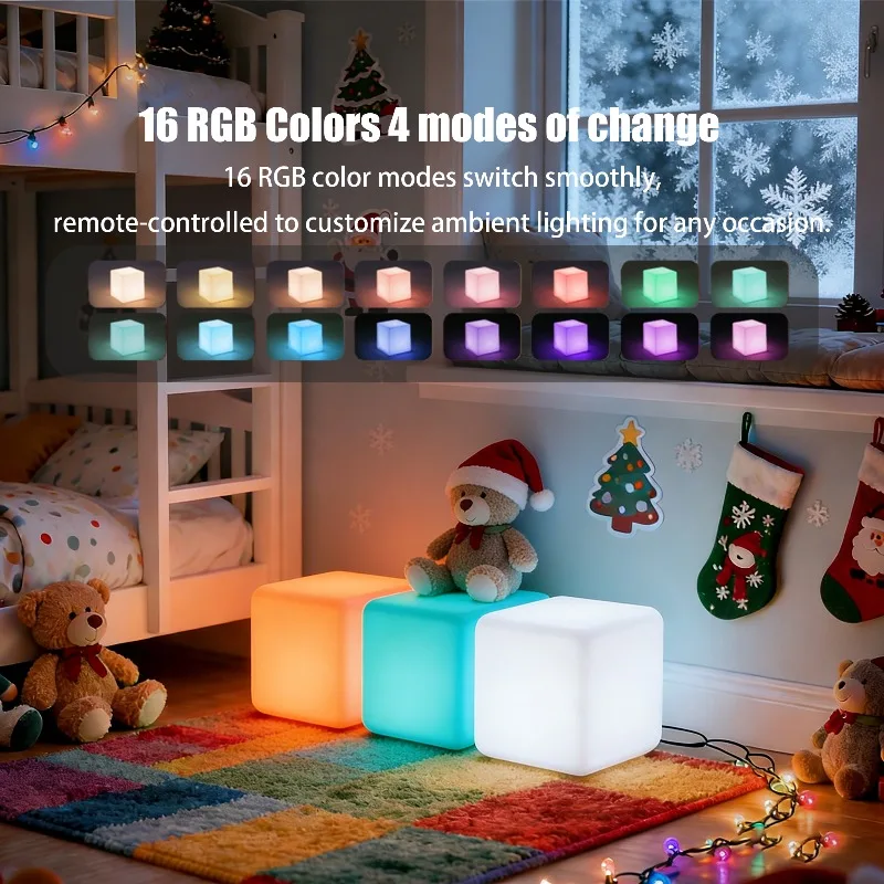 Wireless Rechargeable RGB LED Glow Cube Light Custom Logo Illuminated Square Lamp for Indoor Outdoor Bar Wedding Event Decor
