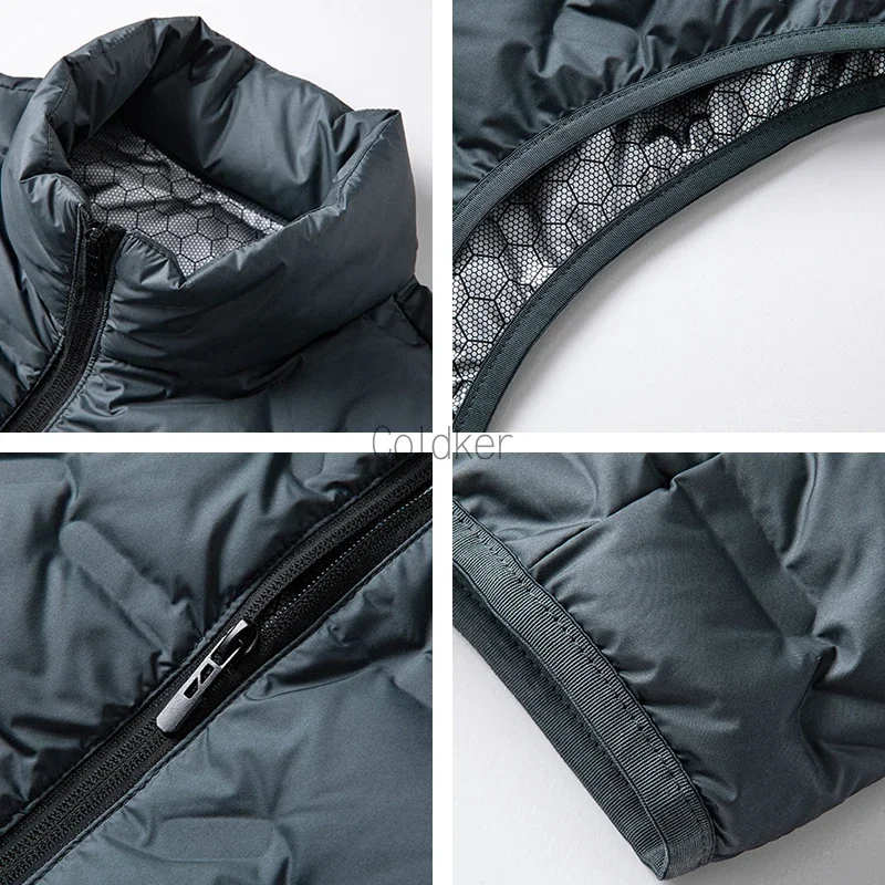 2026 الشتاء الأبيض أسفل معاطف الرجال يندبروف سترة رجل سترة دون أكمام جاكيتات الوقوف طوق عادية الدافئة أسفل الصدريات الذكور