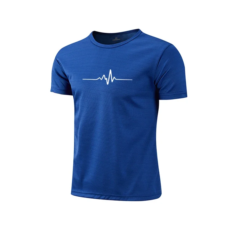 Hot Sales Mens T-shirt Print Casual Exercise Short Sleeve Outdoor Sports Jogging Marathon Clothing Summer Quick-Drying Mesh Tees
