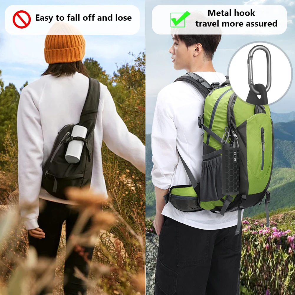 حافظة من السيليكون حافظة سفر مضادة للصدمات مضادة للخدش غطاء حماية ناعم قابل للطي مع حلقة تسلق لـ Sonos Roam 2