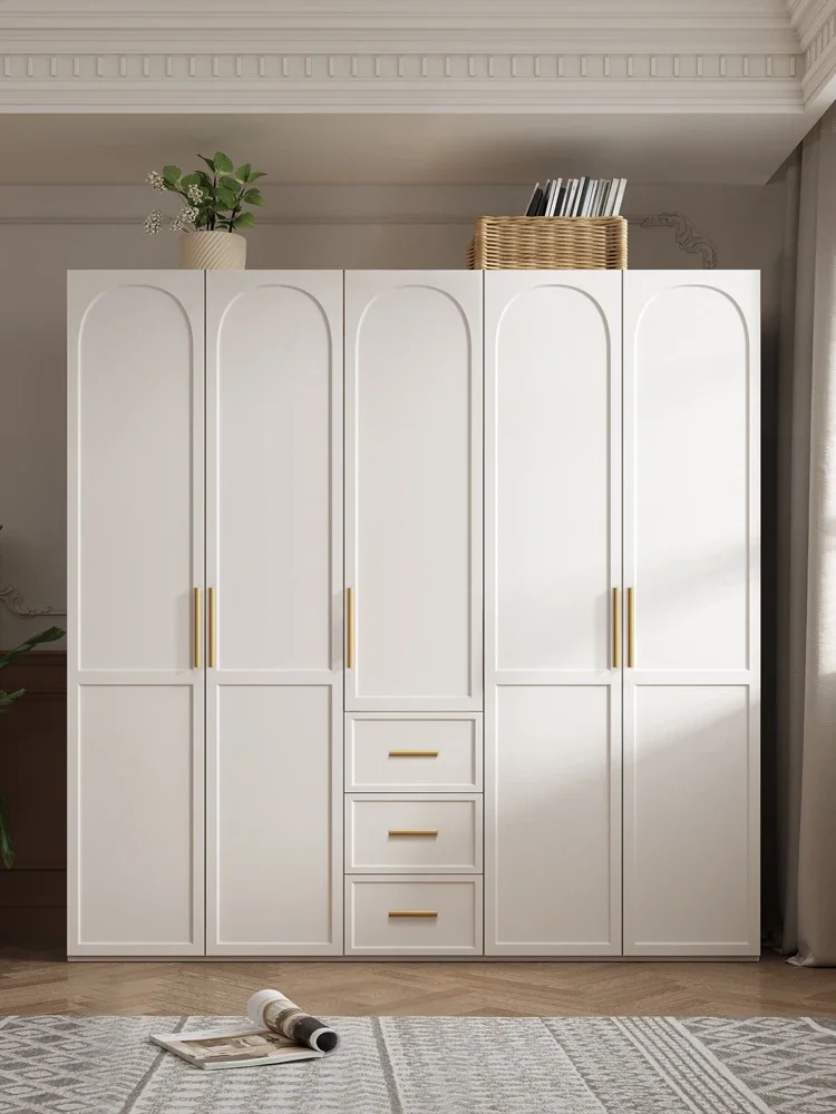 Light French wardrobe household bedroom small apartment modern simple economical cabinet rental room assembled wardrobe