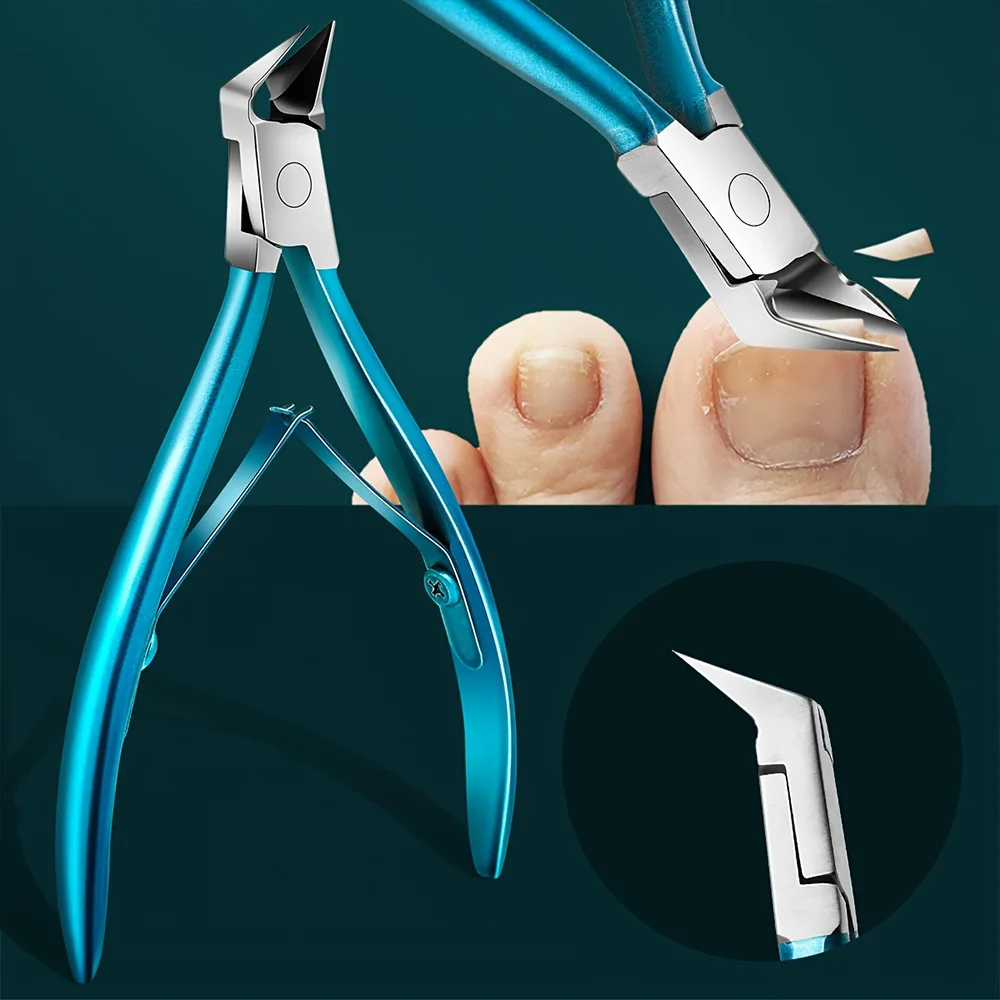 1PC Bevel Cuticle Nipper Professional Ingrown Thick Toenail Clipper Non-Slip Long Handle Wide Mouth Pedicure Dead Skin Trimmer