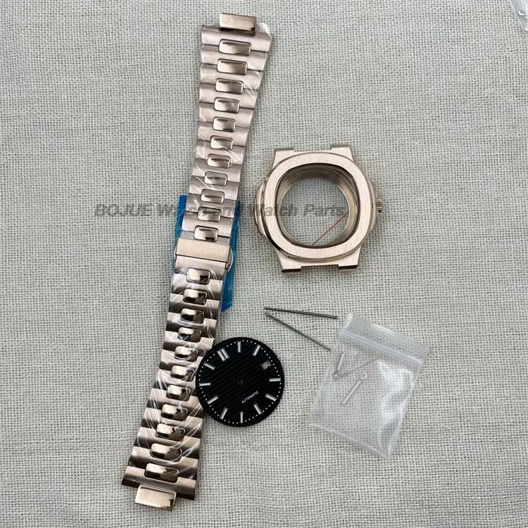 Корпус NH35, 41 мм, мужские аксессуары для часов из розового золота, светящийся циферблат, стрелки, ремешок из нержавеющей стали для Nautilus NH35, аксессуар для механизма