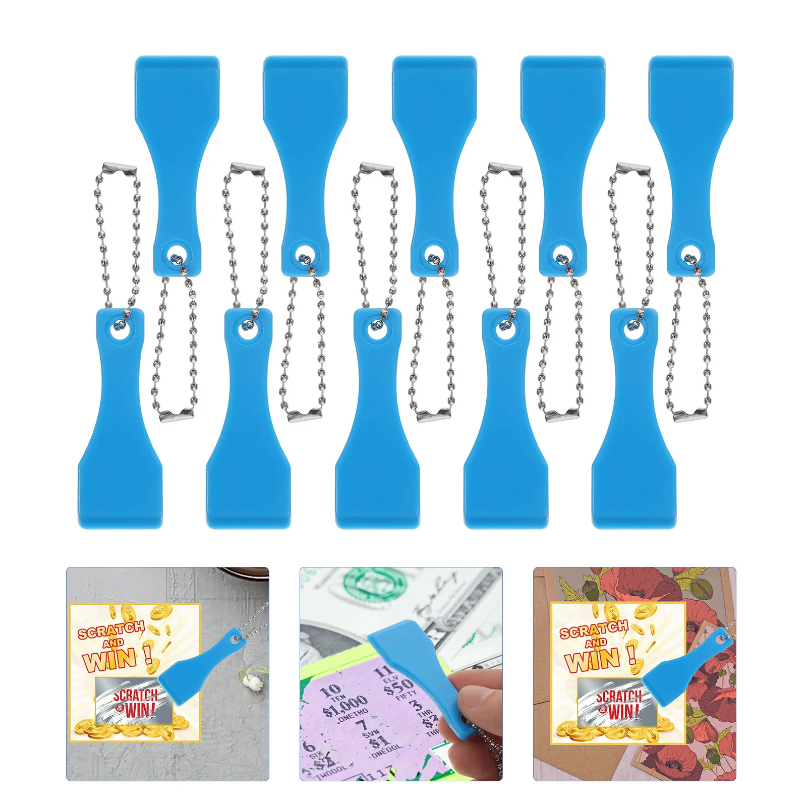 

10 шт. скребок для лотереи, портативный скребок, инструменты для самостоятельного изготовления, наклейки для билетов, брелок для ключей, цепочка, краска, пластиковые билеты