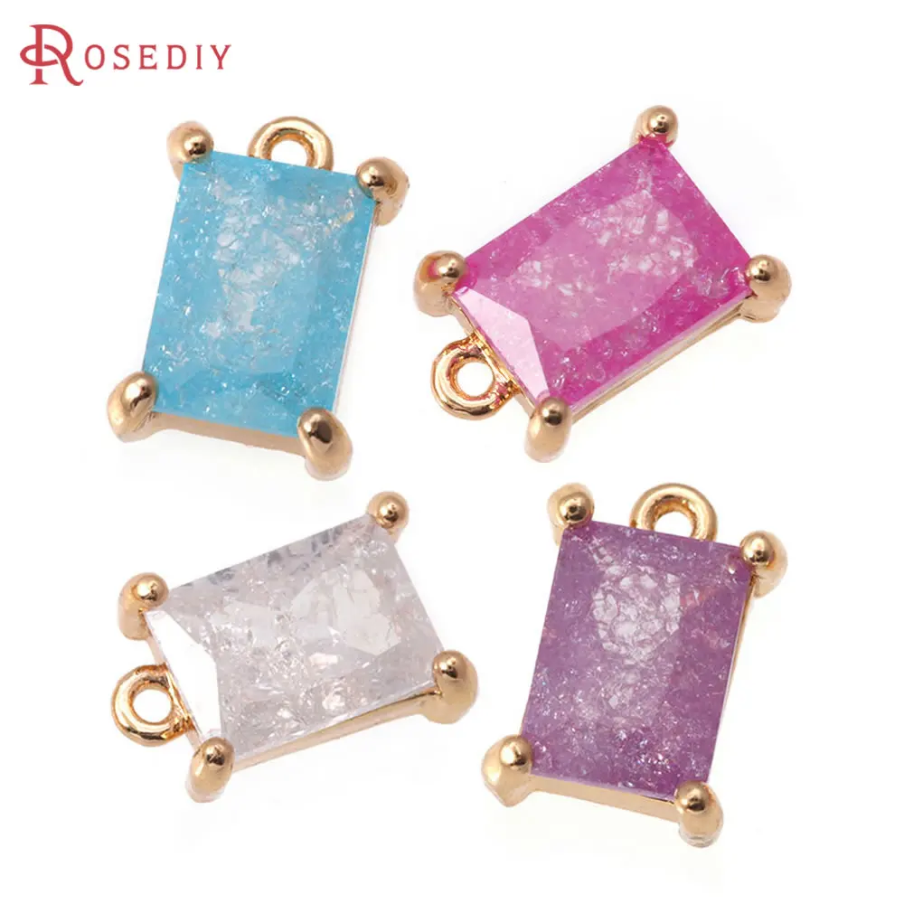 18K Gold Color Brass and Zircon Rectangle Shape Charms Pendants High Quality Jewelry Making Diy Accessories Materials image 5