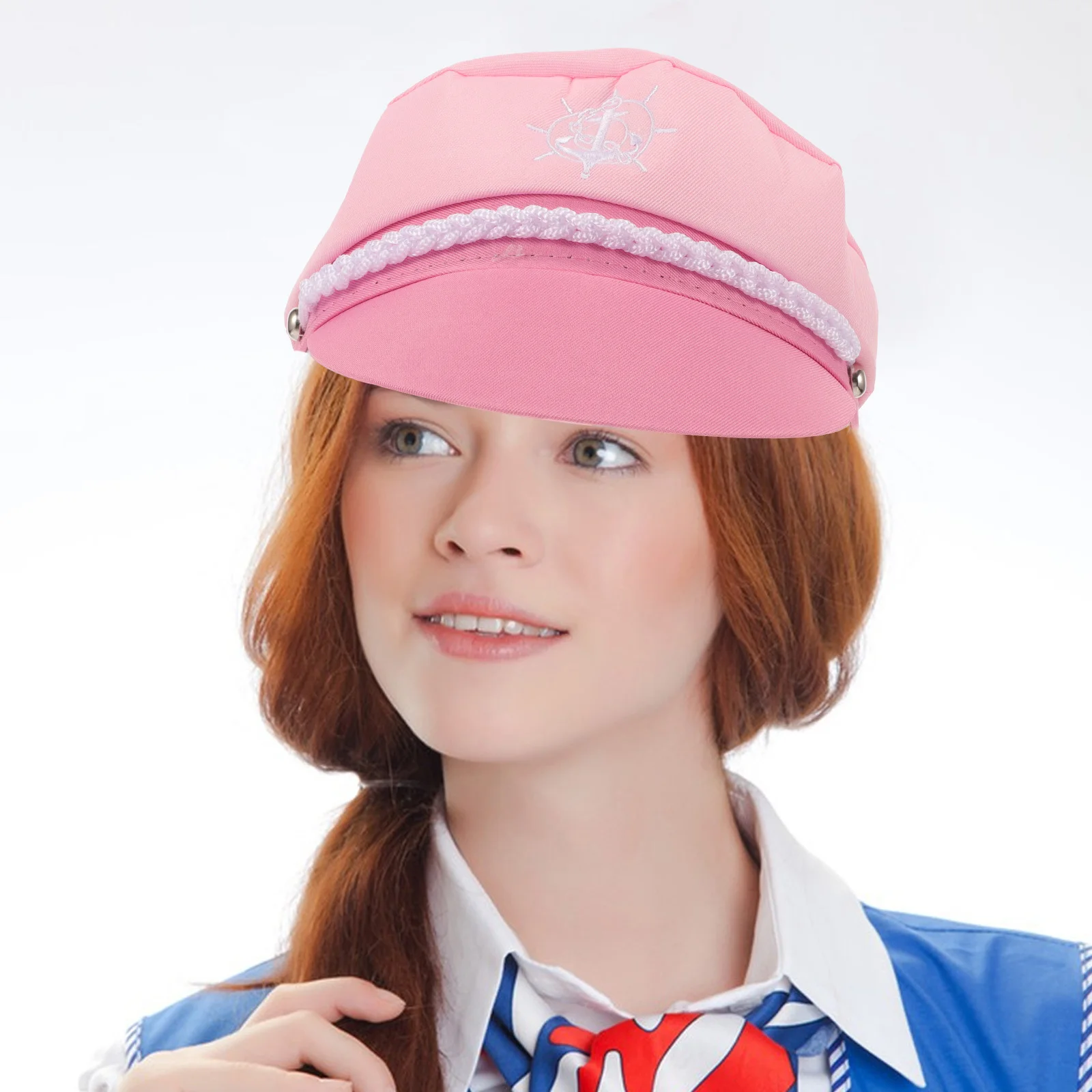 

Pink Navy Sailor Hat 58cm Adjustable Stylish Captain Hat for Women Yacht Boating Party Accessories Decorative Costume Prop