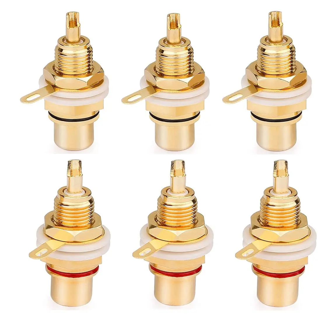 10pcs/lot Panel Mount Gold Plated RCA Female Plug Jack Audio Socket Amplifier Chassis Phono Connector With Nut Solder Cup