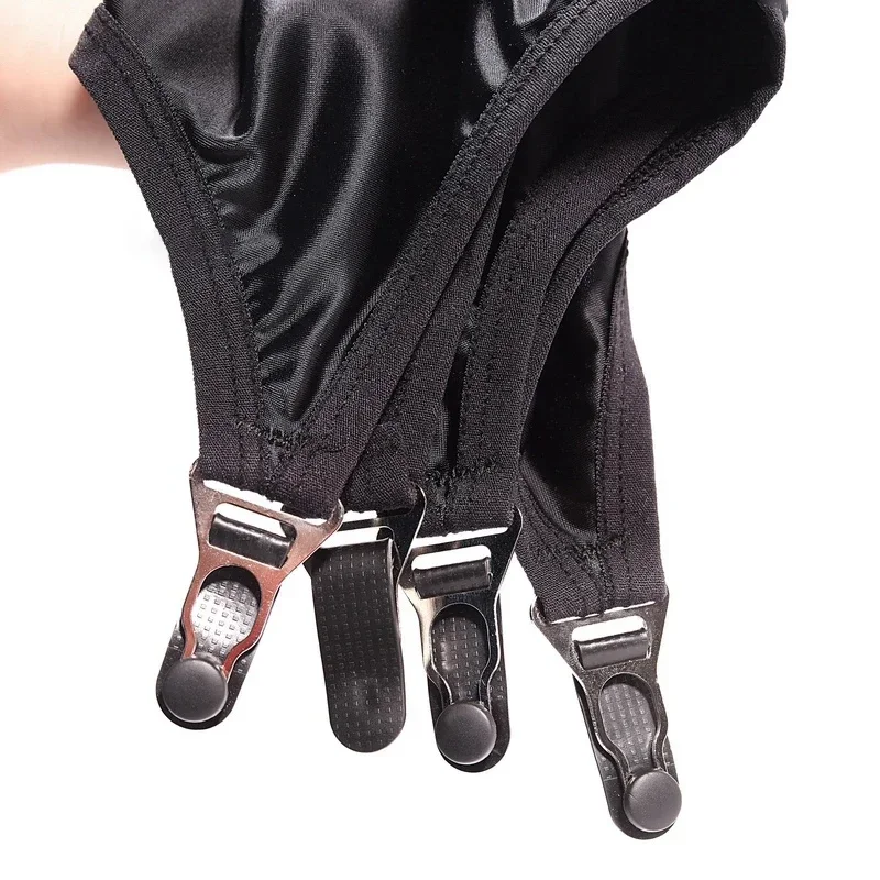 ถุงน่องแบบมีคลิปโลหะสำหรับผู้หญิงเอวสูงสีดำเซ็กซี่สายรัดเข็มขัดเอี๊ยมสำหรับงานปาร์ตี้