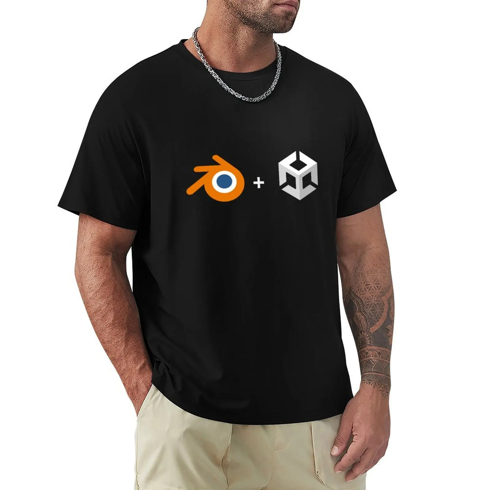 T-shirt imprimé avec logo Blender & Unity, confortable pour l'entraînement, à manches courtes