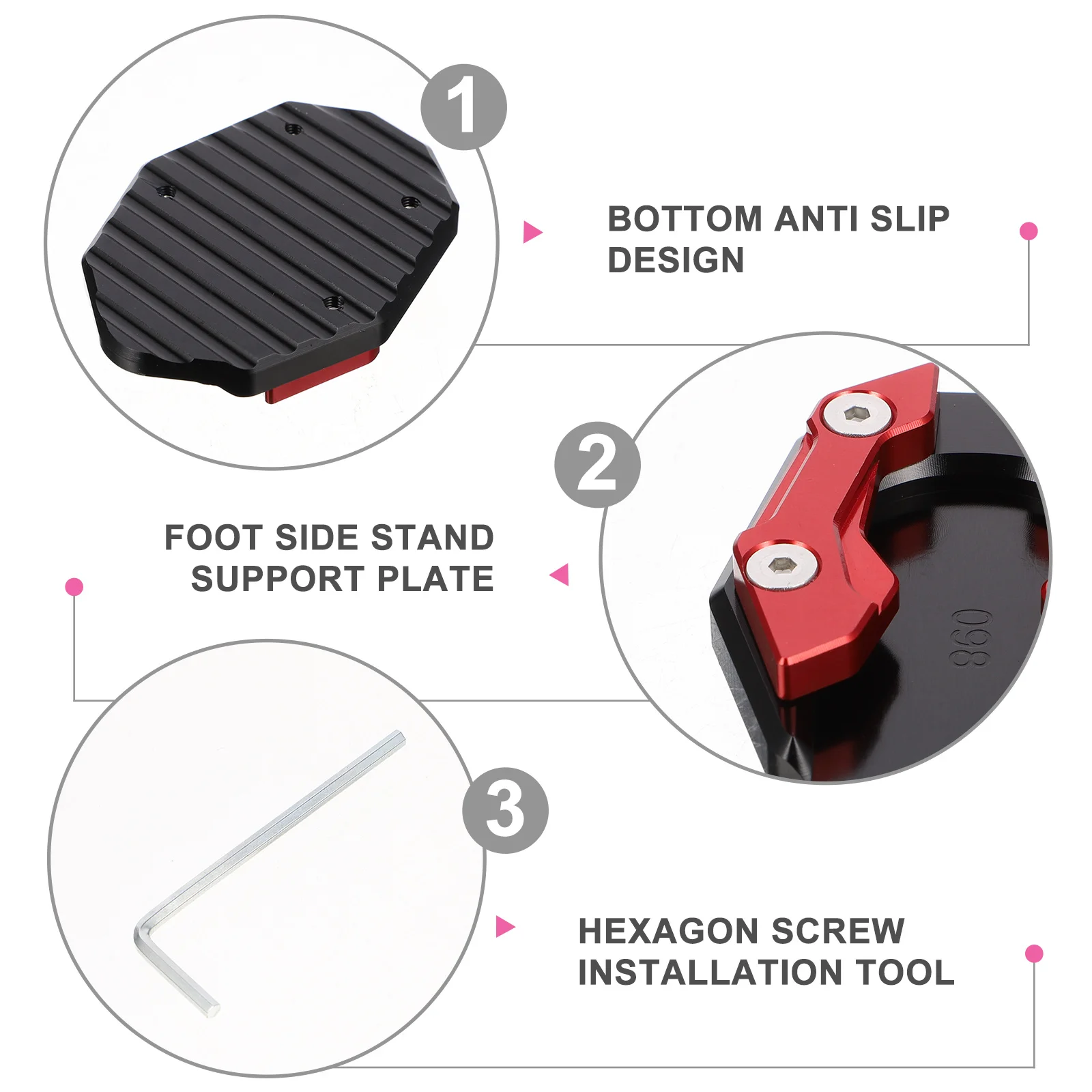 

1pcs Motorcycle Kickstand Extension Pad Side Stand Support Plate For Sand Gravel Wet Surfaces Motorbike Parking