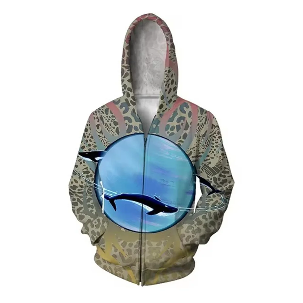 

Ghost Mask Skull Pattern Zipper Hoodie Men Crow Cat Whale 3D Printing Long Sleeve Casual Pullover Hoodie Unisex Street Loose Spo