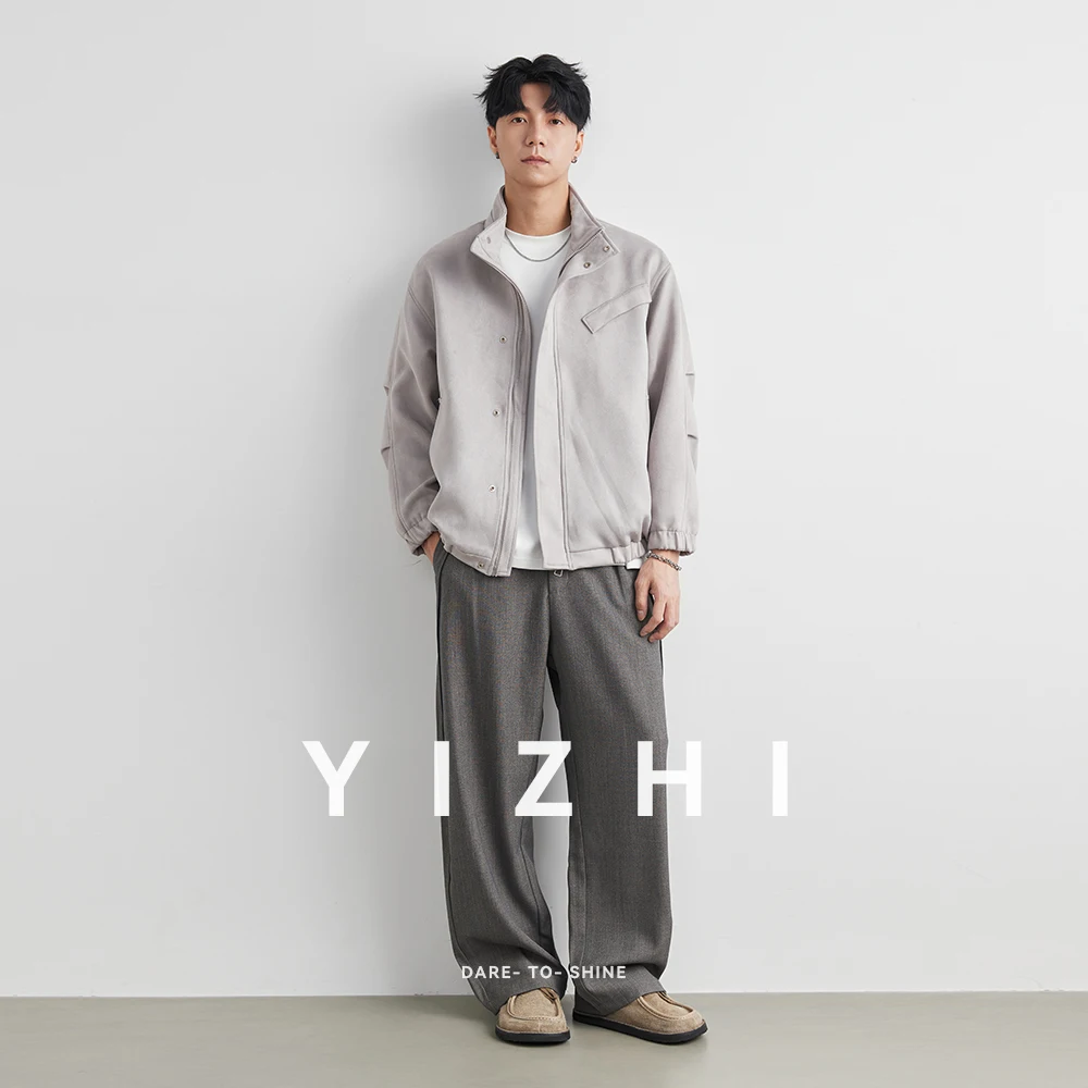 2025 Spring Autumn Men's Ort Wide Baseball Sle Woolen Jaet Trendy Korean Version Youth Casual Faion Windproof Coat Men Clothing