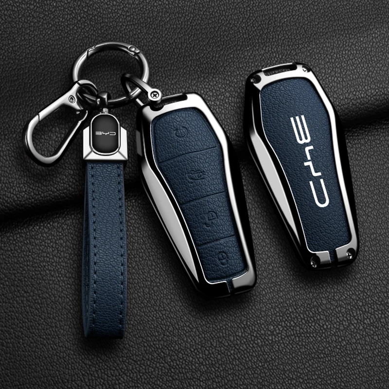 

Zinc Alloy Leather Car Key Case Cover For BYD Song Pro Plus Max Dmi EV Seal Dolphin Remote Control Key Auto Accessories