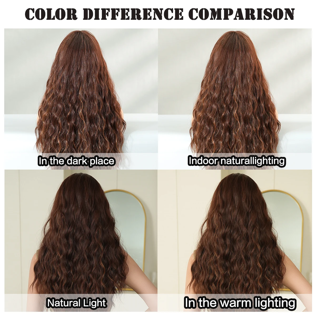 7JHH WIGS Long Water Wave Mocha Brown Wig for Women Synthetic Modest Fashion Heat-Resistant Middle Part Wear and Go Wigs - view 6