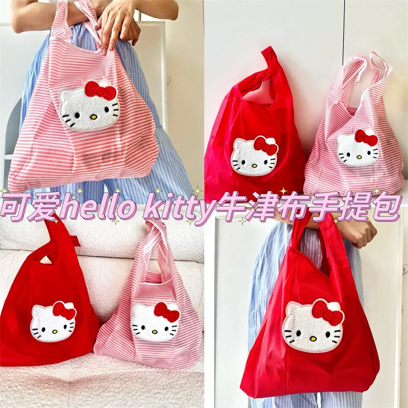 Hello Kitty Sanrio Plush Kawaii Cartoon CuteDolls Oxford Cloth Shopping Bag Anime PlushToys for Girls Kids Toys Birthday Gift