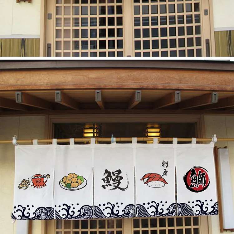 Adversing Flagge Sushi Shop Doorway Kurzen Vorhang Hängen Japanischen Tür Vorhänge Izakaya Restaurant Enterance Noren Bistro Decor – Detail 10