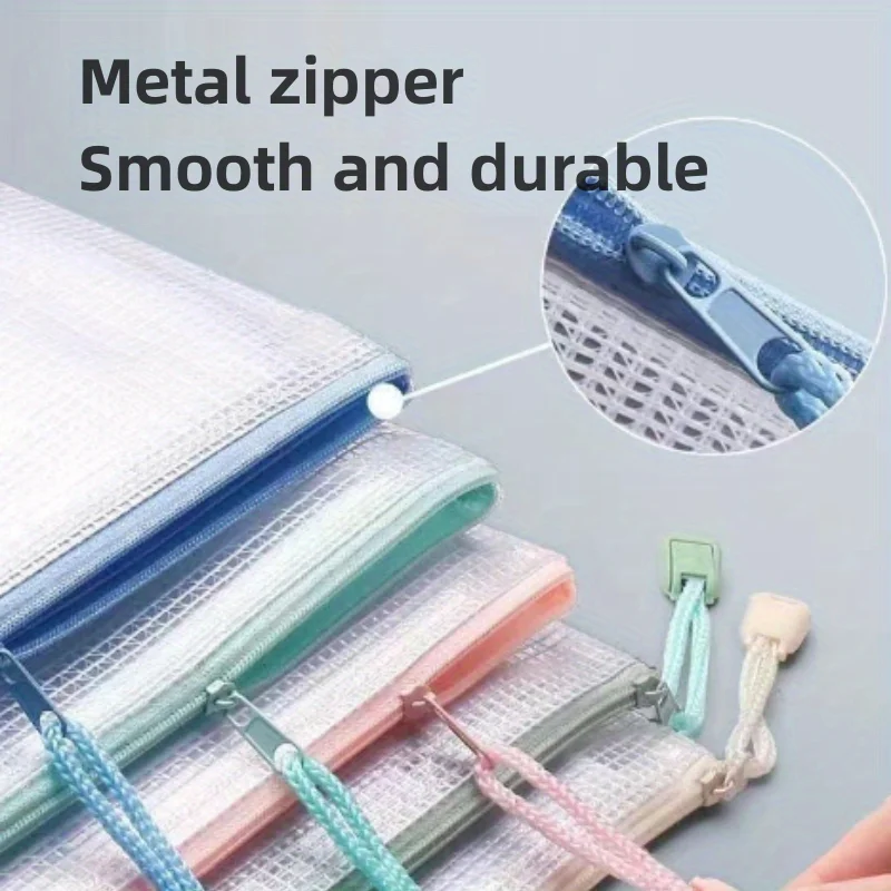 10pcs Mesh Zipper Bag Jigsaw Bag Zipper Bag for organizing Classroom organization Plastic Zipper Bag,5 colors,A4 size, board Gam