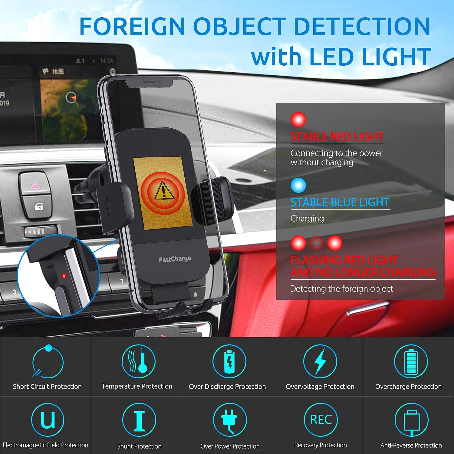 Explosive car wireless charging bracket 15W fast charging windshield car phone holder intelligent sensing