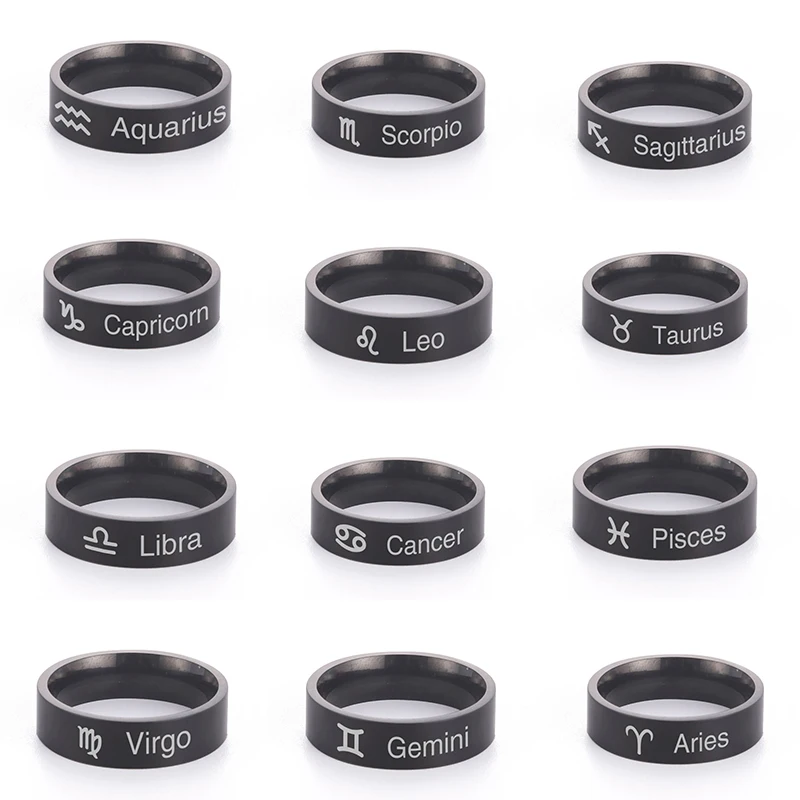 Zodiac Women Men Rotating Ring Leo Libra Aries Gemini Virgo Pisces Scorpio Sagittarius Stainless Steel Rings 2022 Birthday Gift