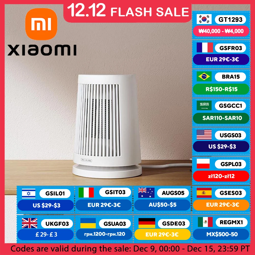 XIAOMI MIJIA Desktop Electric Heater,600W PTC Ceramic Heating,Tip-over protection Double heat protection,Heater Machine For Home