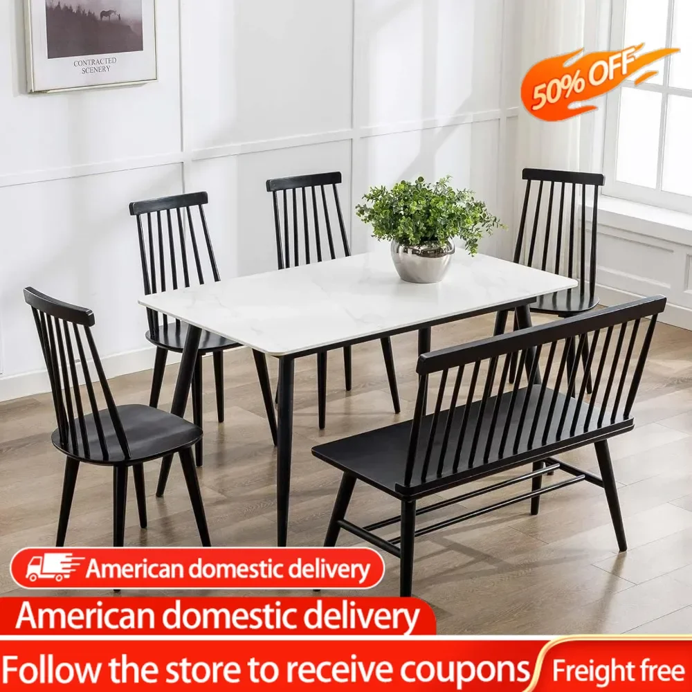 Restaurant Chairs Set of 4 Wood Dining Room Chair Black Spindle Side Kitchen Room Country Farmhouse Chairs Black