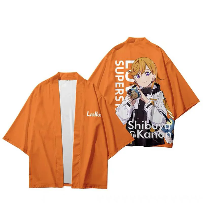 Lovelive Superstar Kawaii Anime Japanse 3d Kimono Shirt Mannen Vrouwen Zeven Punt Mouw Tops Casual Unisex Vest Jas Kleding