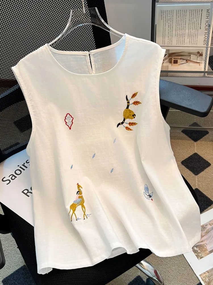 سترة نسائية مطرزة ثقيلة مستديرة Ne Svel irt ملابس خارجية صيفية فضفاضة ذاتية التشغيل وزر Sle #1