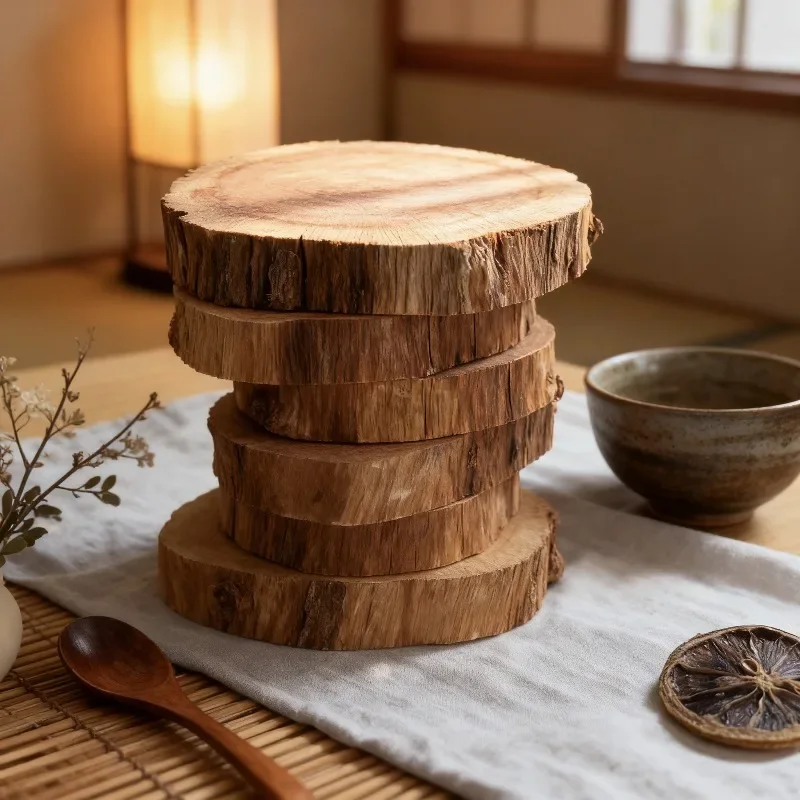 6-22CM Natural Wood Coaster Dry Brewing Tea Tray Solid Wood Tea Holder Base for Stove, Outdoor Fire Pit & Tea Making