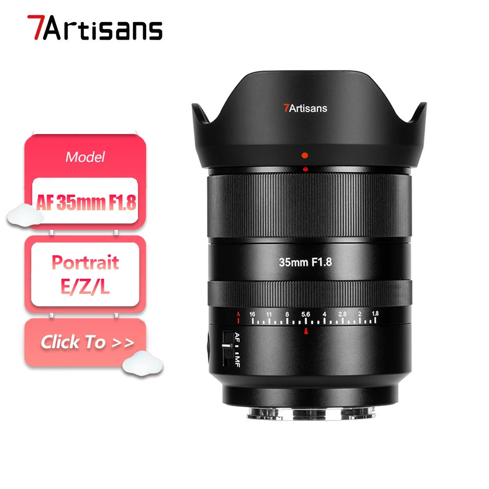 Объектив камеры 7artisans с автофокусом 35 мм F1.8 с большой диафрагмой для портретной фотографии с Sony E-mount A7RIII ZVE10 Nikon Z L-mount