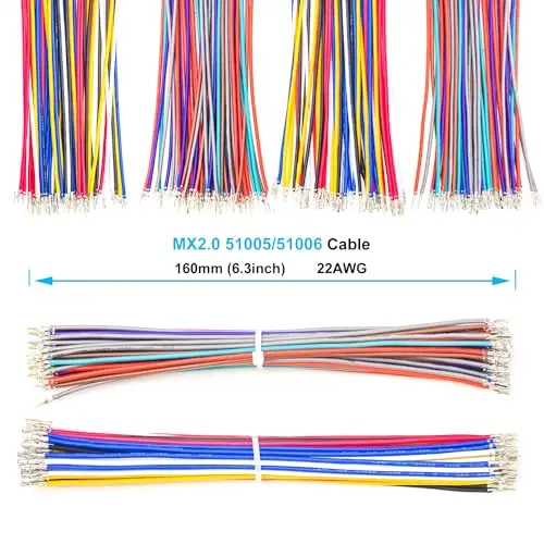 Molex-Connecteur mâle et femelle, pas de 2.00mm, 2.0mm, 2 broches, 3 broches, 4 broches, 5 broches, 6 broches, 7 broches, 8 broches, 9/10 broches, boîtier 51005 51006, MX2.0-Kit