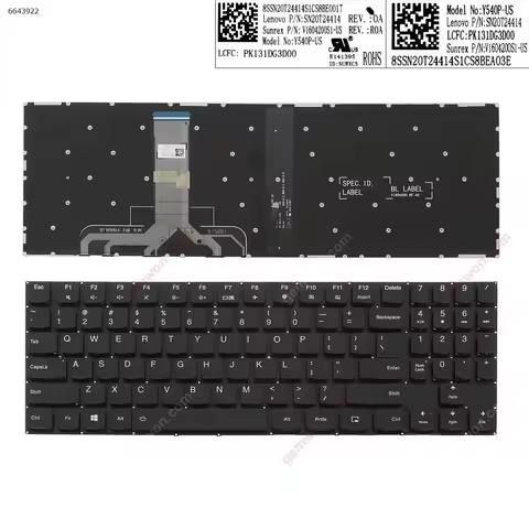 US Laptop Keyboard for Lenovo Legion Y530 Black with Backlit