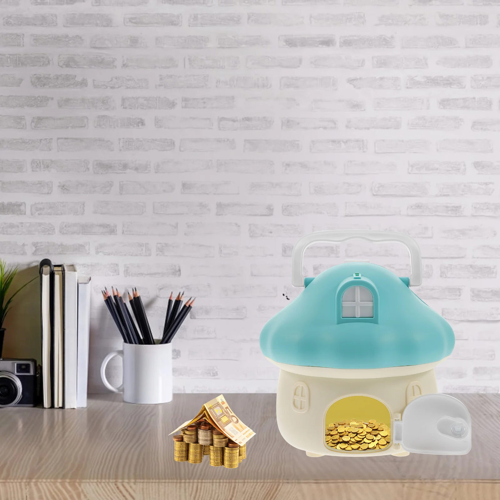 きのこ型貯金箱 漫画風マネージャー ヴィンテージ風貯金箱 子供部屋 デスクトップ装飾 コイン貯金ポット マネージャー
