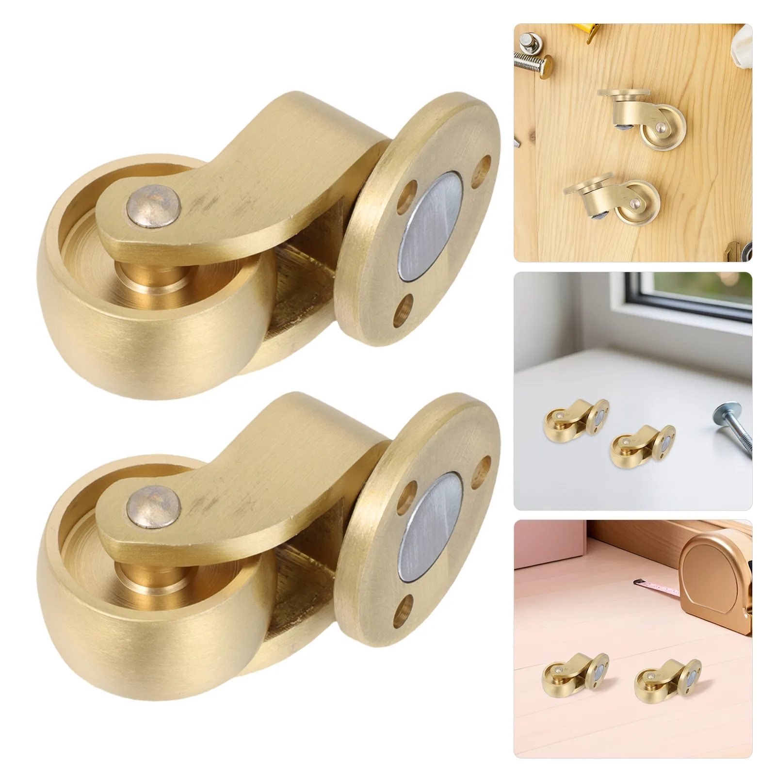 4Pcs Heavy Duty Wheel Casters Furniture 360 Rotation Universal Brass Caster Wheels for Trunk Box Sofa Chair Cabinet Bed 25Mm