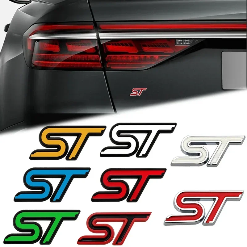 3D Metal ST Badge Decal Car Body Emblem Rear Trunk Sticker for Ford Everest Fiesta Focus Mondeo Ranger Mustang Transit Explorer