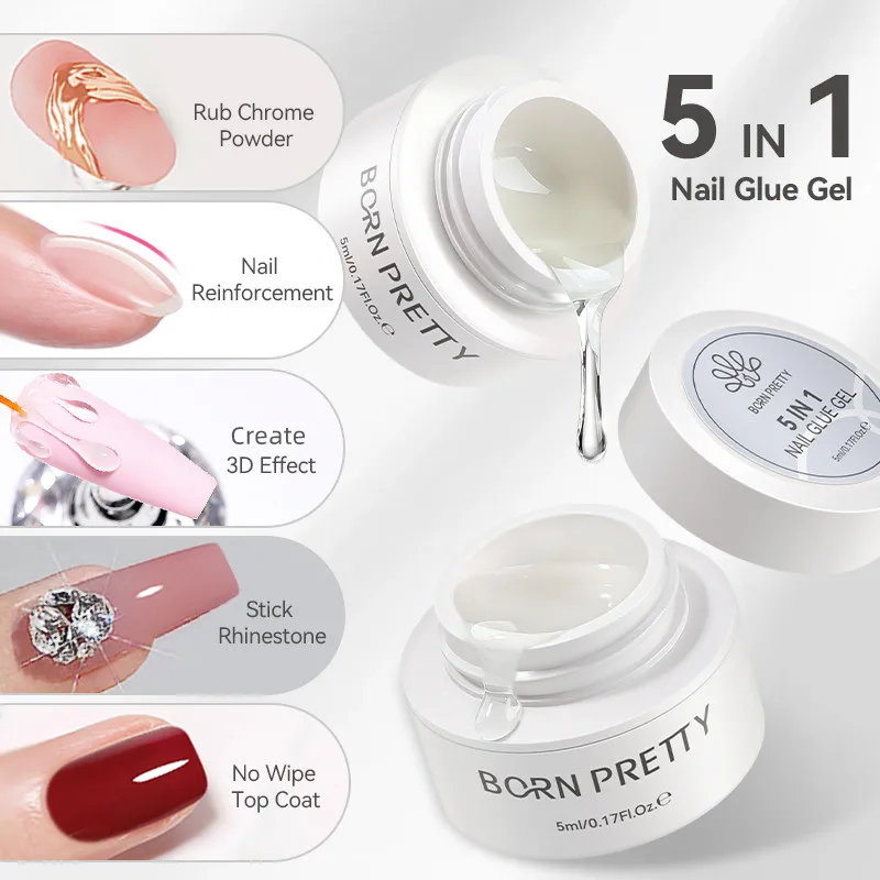 BORN PRETTY 30 g 5 IN 1 Nagelklebergel Multifunktionales Strass-Stick-Verstärkungsgel 3D-Shaping Sculpting Carving Nails