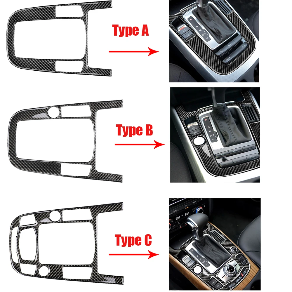 Carbon Fiber Interior Gear Shift Panel Decoration Cover Trim Sticker For Audi A4L Q5 A5 A4 Left Hand Driver